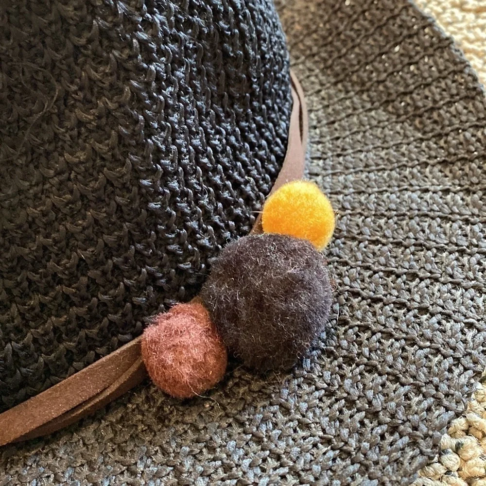 NWOT Embellished Black Fedora with White Heart